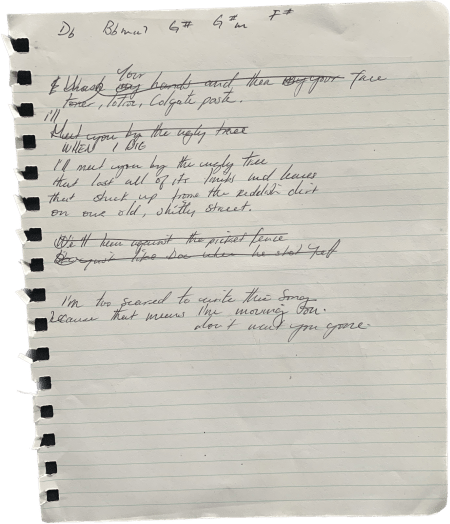 ORIGINAL ‘Casey’s Scratchwork’ handwritten lyrics