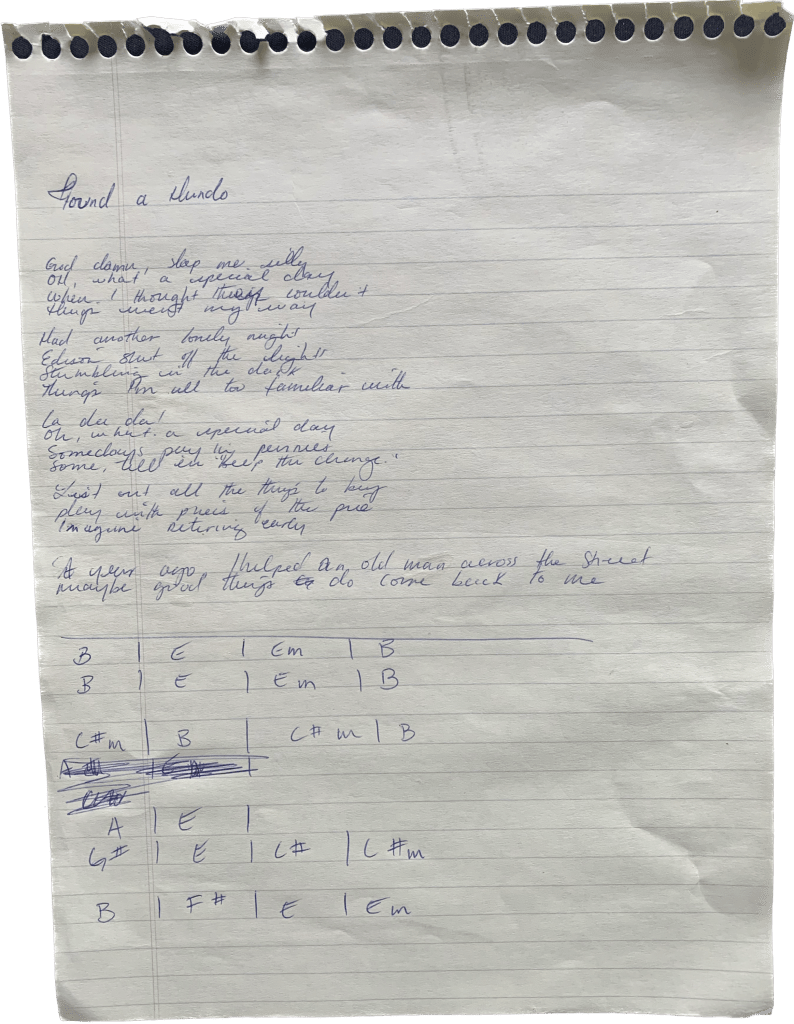 ORIGINAL 'Found A Hundo' handwritten lyrics Under the Rug